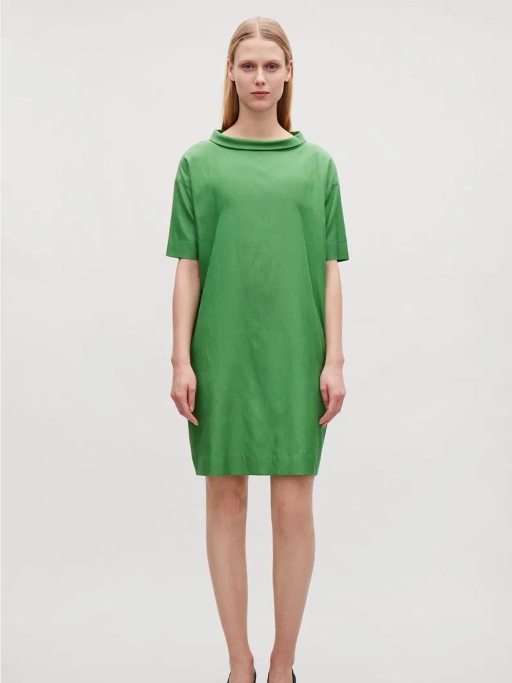 COS Bright Green Short-Sleeve Shift Dress